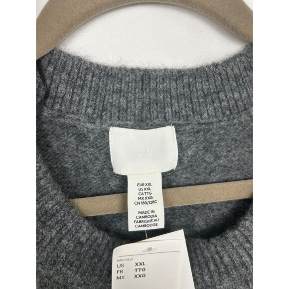NWT H&M Men's Sleeveless Wool Blend Knit Vest Sweater XXL Gray - Picture 9 of 10